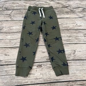 Primary Unisex Army Green Joggers with Navy Stars; Size 6
